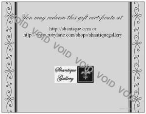 Shantique Gallery Gift Certificate Back