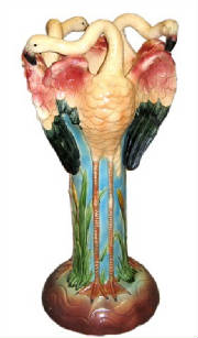 Fake French Majolica Massier Crane Vase
