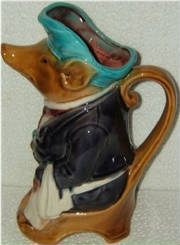 Fake Antique French Majolica Frie Onnaing Maitre d'Hotel Pig Pitcher