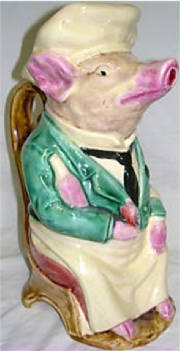 Fake Antique French Majolica Frie-Onnaing Maitre d'Hotel Pig Pitcher