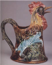 Antique French Majolica Frie Onnaing Coq Gaulois Pitcher