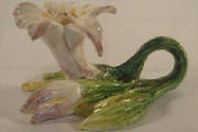 Antique French Majolica Massier Figural Lily Candleholder
