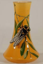 Antique French Majolica Massier Cicada Vase