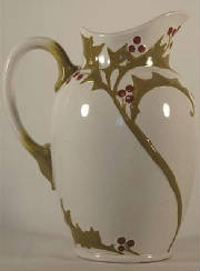 Antique French Majolica Sarreguemines Holly Pitcher