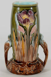 Antique French Majolica Art Nouveau Tubelined Vase