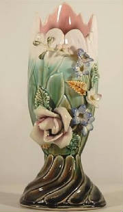 Antique French Majolica Garnissage Tulip Vase