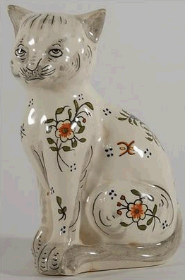 Antique French Desvres Faience Figural Cat