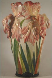 French Majolica Delphin Massier Iris Vase